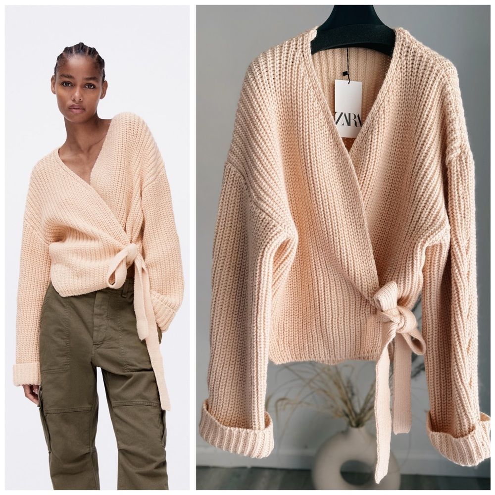 ZARA TIED WRAP CARDIGAN - Picture 1 of 9